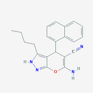 molecular formula C21H20N4O B461349 6-Amino-3-butyl-4-(1-naphthyl)-2,4-dihydropyrano[2,3-c]pyrazole-5-carbonitrile 