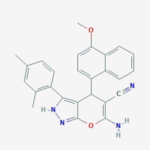 molecular formula C26H22N4O2 B461353 6-Amino-3-(2,4-dimethylphenyl)-4-(4-methoxy-1-naphthyl)-2,4-dihydropyrano[2,3-c]pyrazole-5-carbonitrile 