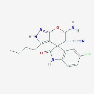molecular formula C18H16ClN5O2 B461356 6'-amino-3'-butyl-5-chloro-2-oxospiro[1H-indole-3,4'-2H-pyrano[2,3-c]pyrazole]-5'-carbonitrile CAS No. 674807-36-4