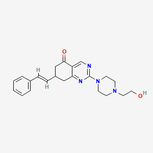 2-[4-(2-hydroxyethyl)piperazin-1-yl]-7-[(E)-2-phenylethenyl]-7,8-dihydroquinazolin-5(6H)-one