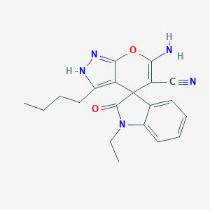 molecular formula C20H21N5O2 B461358 6-amino-3-butyl-1'-ethyl-2'-oxospiro[2H-pyrano[2,3-c]pyrazole-4,3'-indole]-5-carbonitrile CAS No. 674807-55-7