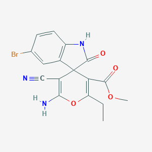 molecular formula C17H14BrN3O4 B461361 methyl 6'-amino-5-bromo-5'-cyano-2'-ethyl-1,3-dihydro-2-oxospiro[2H-indole-3,4'-(4'H)-pyran]-3'-carboxylate 
