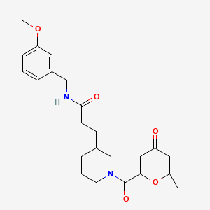 3-{1-[(2,2-dimethyl-4-oxo-3,4-dihydro-2H-pyran-6-yl)carbonyl]-3-piperidinyl}-N-(3-methoxybenzyl)propanamide