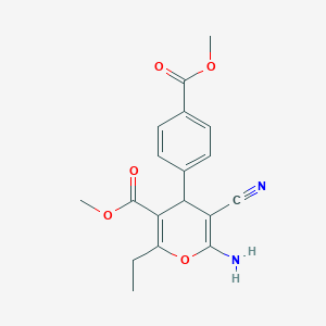 molecular formula C18H18N2O5 B461371 methyl 6-amino-5-cyano-2-ethyl-4-[4-(methoxycarbonyl)phenyl]-4H-pyran-3-carboxylate 