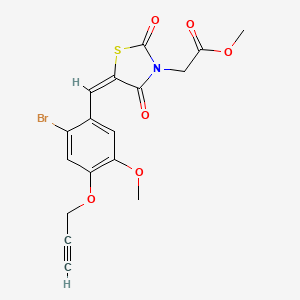 molecular formula C17H14BrNO6S B4613727 乙酰基{5-[2-溴-5-甲氧基-4-(2-炔-1-氧基)苄叉]-2,4-二氧代-1,3-噻唑烷-3-基} 