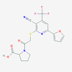 molecular formula C18H14F3N3O4S B461375 1-({[3-Cyano-6-(2-furyl)-4-(trifluoromethyl)-2-pyridinyl]sulfanyl}acetyl)proline 