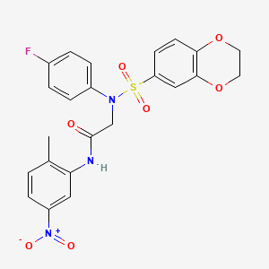 molecular formula C23H20FN3O7S B4613786 N~2~-(2,3-dihydro-1,4-benzodioxin-6-ylsulfonyl)-N~2~-(4-fluorophenyl)-N~1~-(2-methyl-5-nitrophenyl)glycinamide 