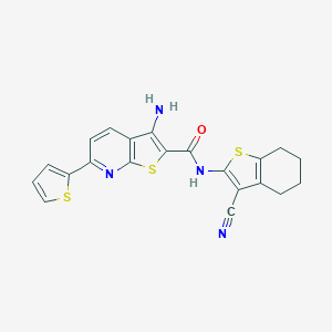 molecular formula C21H16N4OS3 B461391 3-amino-N-(3-cyano-4,5,6,7-tetrahydro-1-benzothien-2-yl)-6-(2-thienyl)thieno[2,3-b]pyridine-2-carboxamide 