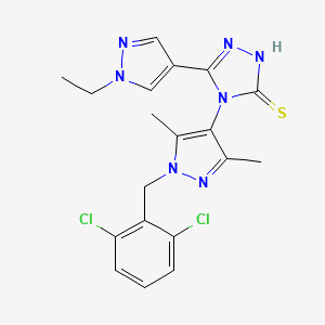 molecular formula C19H19Cl2N7S B4613933 4-[1-(2,6-dichlorobenzyl)-3,5-dimethyl-1H-pyrazol-4-yl]-5-(1-ethyl-1H-pyrazol-4-yl)-4H-1,2,4-triazole-3-thiol 