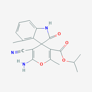 molecular formula C19H19N3O4 B461396 propan-2-yl 6'-amino-5'-cyano-2',4-dimethyl-2-oxospiro[1H-indole-3,4'-pyran]-3'-carboxylate 