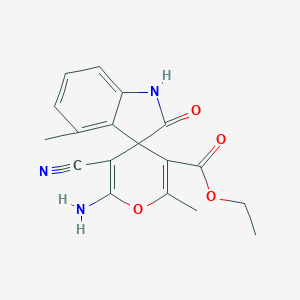 molecular formula C18H17N3O4 B461397 ethyl 6'-amino-5'-cyano-2',4-dimethyl-2-oxospiro[1H-indole-3,4'-pyran]-3'-carboxylate 