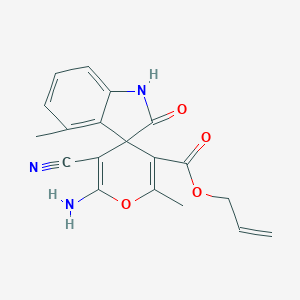 molecular formula C19H17N3O4 B461402 prop-2-enyl 6'-amino-5'-cyano-2',4-dimethyl-2-oxospiro[1H-indole-3,4'-pyran]-3'-carboxylate 