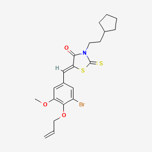 molecular formula C21H24BrNO3S2 B4614032 5-[4-(allyloxy)-3-bromo-5-methoxybenzylidene]-3-(2-cyclopentylethyl)-2-thioxo-1,3-thiazolidin-4-one 