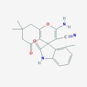 molecular formula C20H19N3O3 B461405 2'-amino-4,7',7'-trimethyl-2,5'-dioxospiro[1H-indole-3,4'-6,8-dihydrochromene]-3'-carbonitrile 
