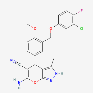 molecular formula C22H18ClFN4O3 B4614097 6-amino-4-{3-[(3-chloro-4-fluorophenoxy)methyl]-4-methoxyphenyl}-3-methyl-1,4-dihydropyrano[2,3-c]pyrazole-5-carbonitrile 