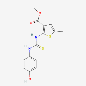 molecular formula C14H14N2O3S2 B4614122 methyl 2-({[(4-hydroxyphenyl)amino]carbonothioyl}amino)-5-methyl-3-thiophenecarboxylate 