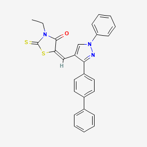 molecular formula C27H21N3OS2 B4614155 5-{[3-(4-联苯基)-1-苯基-1H-吡唑-4-基]亚甲基}-3-乙基-2-硫代-1,3-噻唑烷-4-酮 