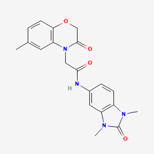 molecular formula C20H20N4O4 B4614186 N-(1,3-dimethyl-2-oxo-2,3-dihydro-1H-benzimidazol-5-yl)-2-(6-methyl-3-oxo-2,3-dihydro-4H-1,4-benzoxazin-4-yl)acetamide 