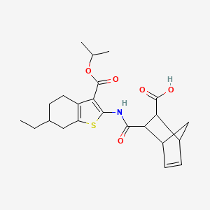 molecular formula C23H29NO5S B4614214 3-({[6-ethyl-3-(isopropoxycarbonyl)-4,5,6,7-tetrahydro-1-benzothien-2-yl]amino}carbonyl)bicyclo[2.2.1]hept-5-ene-2-carboxylic acid 