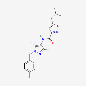 molecular formula C21H26N4O2 B4614226 N-[3,5-二甲基-1-(4-甲基苄基)-1H-吡唑-4-基]-5-异丁基-3-异恶唑甲酰胺 