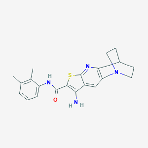 molecular formula C21H22N4OS B461423 5-amino-N-(2,3-dimethylphenyl)-7-thia-1,9-diazatetracyclo[9.2.2.02,10.04,8]pentadeca-2(10),3,5,8-tetraene-6-carboxamide 