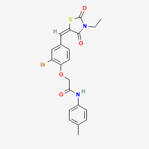 molecular formula C21H19BrN2O4S B4614255 2-{2-bromo-4-[(3-ethyl-2,4-dioxo-1,3-thiazolidin-5-ylidene)methyl]phenoxy}-N-(4-methylphenyl)acetamide 