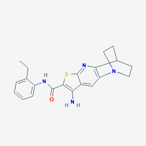 molecular formula C21H22N4OS B461426 5-amino-N-(2-ethylphenyl)-7-thia-1,9-diazatetracyclo[9.2.2.02,10.04,8]pentadeca-2(10),3,5,8-tetraene-6-carboxamide 