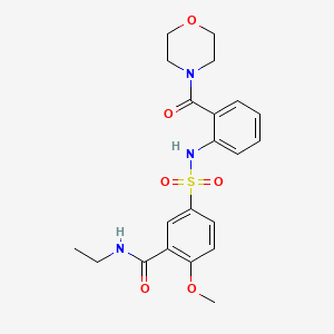 molecular formula C21H25N3O6S B4614260 N-ethyl-2-methoxy-5-({[2-(4-morpholinylcarbonyl)phenyl]amino}sulfonyl)benzamide 