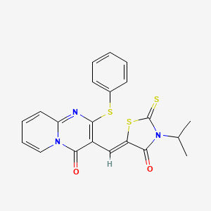 molecular formula C21H17N3O2S3 B4614276 3-[(3-异丙基-4-氧代-2-硫代-1,3-噻唑烷-5-亚甲基)-甲基]-2-(苯硫基)-4H-吡啶并[1,2-a]嘧啶-4-酮 