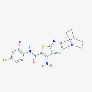 molecular formula C19H16BrFN4OS B461428 8-amino-N-(4-bromo-2-fluorophenyl)-3,4-dihydro-2H-1,4-ethanothieno[2,3-b][1,5]naphthyridine-7-carboxamide 