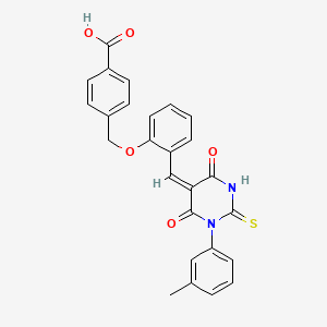 4-[(2-{[1-(3-methylphenyl)-4,6-dioxo-2-thioxotetrahydro-5(2H)-pyrimidinylidene]methyl}phenoxy)methyl]benzoic acid