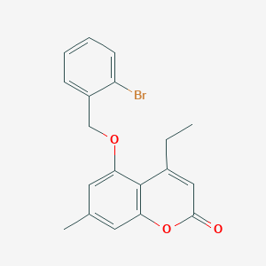 molecular formula C19H17BrO3 B4614328 5-[(2-bromobenzyl)oxy]-4-ethyl-7-methyl-2H-chromen-2-one 