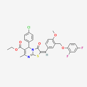 ethyl 5-(4-chlorophenyl)-2-{3-[(2,4-difluorophenoxy)methyl]-4-methoxybenzylidene}-7-methyl-3-oxo-2,3-dihydro-5H-[1,3]thiazolo[3,2-a]pyrimidine-6-carboxylate