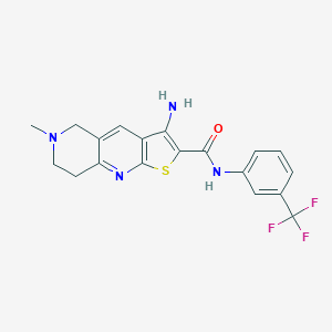 molecular formula C19H17F3N4OS B461435 3-amino-6-methyl-N-[3-(trifluoromethyl)phenyl]-5,6,7,8-tetrahydrothieno[2,3-b][1,6]naphthyridine-2-carboxamide 