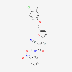 molecular formula C22H16ClN3O5 B4614357 3-{5-[(4-chloro-3-methylphenoxy)methyl]-2-furyl}-2-cyano-N-(2-nitrophenyl)acrylamide 