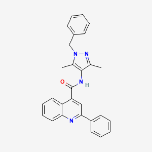 molecular formula C28H24N4O B4614375 N-(1-benzyl-3,5-dimethyl-1H-pyrazol-4-yl)-2-phenyl-4-quinolinecarboxamide 