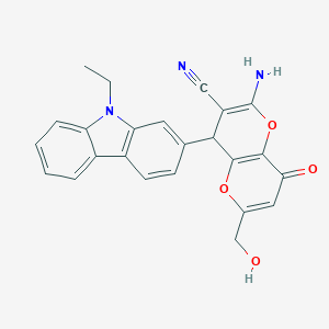 molecular formula C24H19N3O4 B461438 2-amino-4-(9-ethyl-9H-carbazol-2-yl)-6-(hydroxymethyl)-8-oxo-4,8-dihydropyrano[3,2-b]pyran-3-carbonitrile 