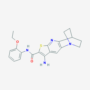 molecular formula C21H22N4O2S B461442 5-amino-N-(2-ethoxyphenyl)-7-thia-1,9-diazatetracyclo[9.2.2.0~2,10~.0~4,8~]pentadeca-2(10),3,5,8-tetraene-6-carboxamide CAS No. 902041-35-4