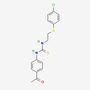 molecular formula C17H17ClN2OS2 B4614429 N-(4-acetylphenyl)-N'-{2-[(4-chlorophenyl)thio]ethyl}thiourea 