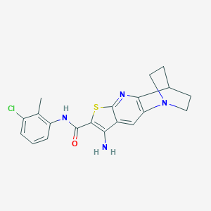molecular formula C20H19ClN4OS B461444 5-amino-N-(3-chloro-2-methylphenyl)-7-thia-1,9-diazatetracyclo[9.2.2.02,10.04,8]pentadeca-2(10),3,5,8-tetraene-6-carboxamide 