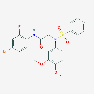 molecular formula C22H20BrFN2O5S B4614444 N~1~-(4-溴-2-氟苯基)-N~2~-(3,4-二甲氧基苯基)-N~2~-(苯磺酰基)甘氨酰胺 