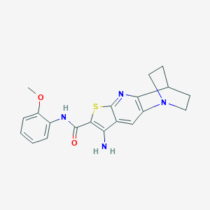 5-amino-N-(2-methoxyphenyl)-7-thia-1,9-diazatetracyclo[9.2.2.02,10.04,8]pentadeca-2(10),3,5,8-tetraene-6-carboxamide