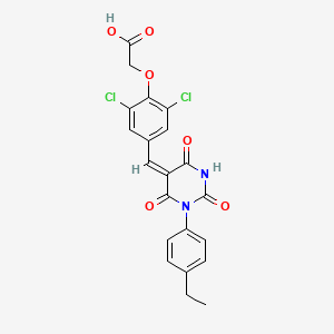 molecular formula C21H16Cl2N2O6 B4614469 (2,6-二氯-4-{[1-(4-乙基苯基)-2,4,6-三氧代四氢-5(2H)-嘧啶亚甲基]甲基}苯氧基)乙酸 