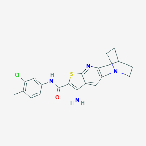 molecular formula C20H19ClN4OS B461447 5-amino-N-(3-chloro-4-methylphenyl)-7-thia-1,9-diazatetracyclo[9.2.2.02,10.04,8]pentadeca-2(10),3,5,8-tetraene-6-carboxamide 