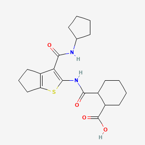 molecular formula C21H28N2O4S B4614521 2-[({3-[(cyclopentylamino)carbonyl]-5,6-dihydro-4H-cyclopenta[b]thien-2-yl}amino)carbonyl]cyclohexanecarboxylic acid 
