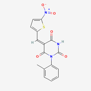 molecular formula C16H11N3O5S B4614533 1-(2-methylphenyl)-5-[(5-nitro-2-thienyl)methylene]-2,4,6(1H,3H,5H)-pyrimidinetrione 