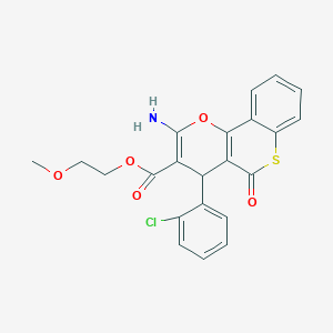 molecular formula C22H18ClNO5S B461455 2-methoxyethyl 2-amino-4-(2-chlorophenyl)-5-oxo-4H,5H-thiochromeno[4,3-b]pyran-3-carboxylate 
