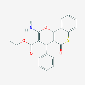 ethyl 2-amino-5-oxo-4-phenyl-4H,5H-thiochromeno[4,3-b]pyran-3-carboxylate