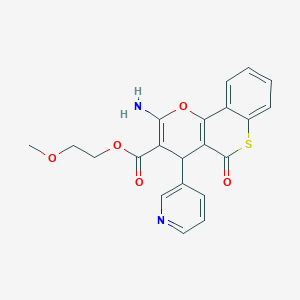 molecular formula C21H18N2O5S B461461 2-methoxyethyl 2-amino-5-oxo-4-(3-pyridinyl)-4H,5H-thiochromeno[4,3-b]pyran-3-carboxylate 