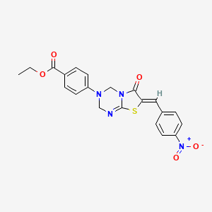 molecular formula C21H18N4O5S B4614651 ethyl 4-[7-(4-nitrobenzylidene)-6-oxo-6,7-dihydro-2H-[1,3]thiazolo[3,2-a][1,3,5]triazin-3(4H)-yl]benzoate 